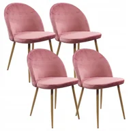 Krzesła - 4 krzesła Denwer Velvet różowe welur - miniaturka - grafika 1