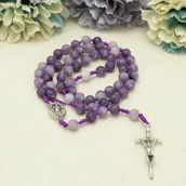 Różańce - Różaniec ręcznie robiony, fioletowy różaniec, tradycyjny różaniec, czaroit - miniaturka - grafika 1