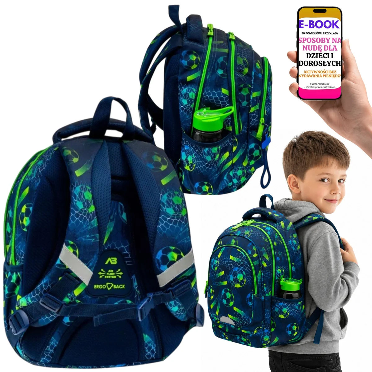 Plecak SZKOLNY dla Młodego Piłkarza ASTRABAG A4 20L 3 Komory + E-BOOK-3