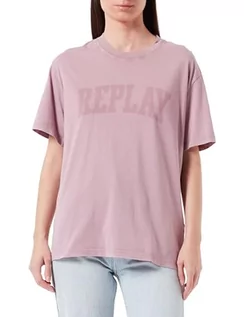 Koszulki i topy damskie - Replay T-shirt damski regular fit, 465 Powder Rose, M - grafika 1