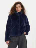 Płaszcze damskie - ONLY Futro Newvida 15295423 Granatowy Regular Fit - miniaturka - grafika 1