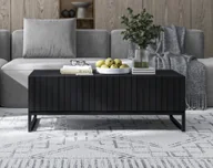 Ławy i stoliki kawowe - Stolik kawowy Glamour Stolik kawowy Elpis Modern Lindner Möbel 110cm x 39cm x 54cm Kolor: Czarny mat Stelaż: Czarny - metal - miniaturka - grafika 1