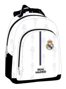safta Unisex plecak dziecięcy Szkoła Real Madrid 1. Wyposażenie 22/23, możliwość dopasowania do kółek, 320 x 150 x 420 mm, czarny, biały, Estándar, czarny i biały, Standard - Plecaki szkolne i tornistry - miniaturka - grafika 1