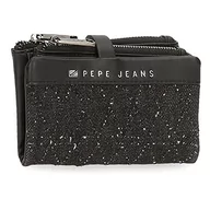 Portfele - Pepe Jeans Daila Portfel z uchwytem na karty, czarny, 14,5 x 9 x 2 cm, bawełna, poliester i PU, czarny/biały, portfel z uchwytem na karty, czarny/biały, Portfel z uchwytem na karty - miniaturka - grafika 1