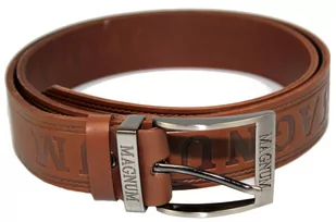 Pasek Skórzany ARUCCE (PL) Tłoczony Napis "MAGNUM" Skóra Licowa EXTRA 40 mm JASNY BRĄZOWY - Paski - miniaturka - grafika 3