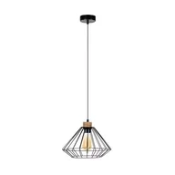 Lampy sufitowe - Britop Industrialna LAMPA wisząca RAQUELLE 187119104 metalowa OPRAWA druciany zwis czarny drewno - miniaturka - grafika 1
