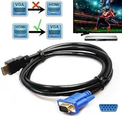 Złącza, przejściówki, adaptery - ADAPTER KABEL PRZEWÓD HDMI-VGA D-SUB PRZEJŚCIÓWKA 15 PIN MONITOR FULL HD 4K - miniaturka - grafika 1