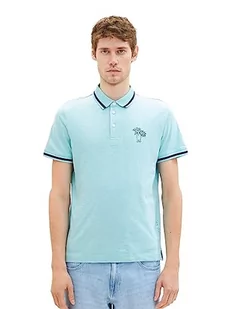 TOM TAILOR Męska koszulka polo z nadrukiem palm, 31046 - Blue Tibetan Stone, M - Koszulki męskie - miniaturka - grafika 1