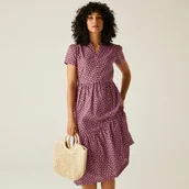 Sukienki - Regatta Orla Kiely Damska sukienka Tiered Midi Fioletowy, Rozmiar: 44 - miniaturka - grafika 1