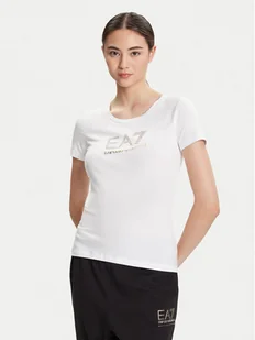 EA7 Emporio Armani T-Shirt 8NTT67 TJDQZ 1100 Biały Skinny Fit - Koszulki i topy damskie - miniaturka - grafika 1