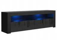 Szafki RTV - Komoda Stolik Czarny Rtv 130 CM Połysk Czarny+ Led - miniaturka - grafika 1