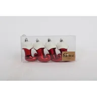 Bombki - Bombka plastikowa skarpeta 8 cm 4 sztuki czerwony - miniaturka - grafika 1