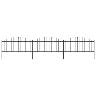 vidaxl Panele ogrodzeniowe z grotami, stal, (0,5-0,75) x 5,1 m, czarne - Ogrodzenia - miniaturka - grafika 2