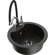 Zlewozmywaki z baterią - Mexen Diego zlewozmywak granitowy 1-komorowy z baterią kuchenną Duo, czarny/złoty metalik - miniaturka - grafika 1