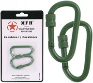 Plecaki - Karabińczyk uchwyt do kluczy plecaka MFH Screw Lock 60 mm Olive - 2 szt. - miniaturka - grafika 1