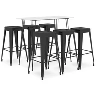 Stoły z krzesłami - vidaXL 7-częściowy zestaw mebli barowych, biało-czarny - miniaturka - grafika 1