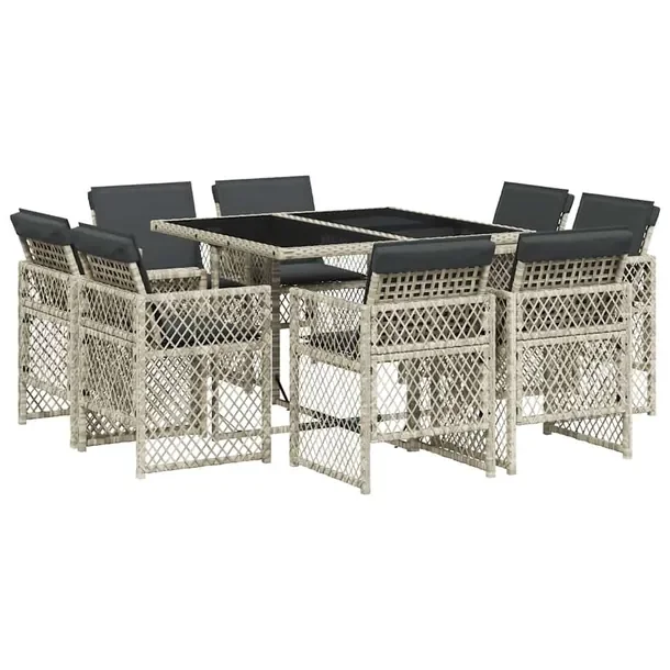 Zestaw mebli ogrodowych 110 x 106 x 73 cm jasnoszaro-czarny z 8 krzesłami