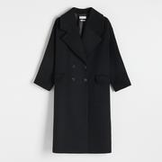 Płaszcze damskie - Reserved - Dwurzędowy płaszcz z wełną - Czarny - miniaturka - grafika 1