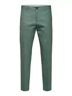 Spodnie męskie - SELETED HOMME Slhslim-Oasis Linen TRS Noos Spodnie męskie, Light Green Melange, 38 - miniaturka - grafika 1