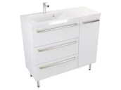 Szafki łazienkowe - Szafka Stojąca Z Umywalką ATH 90 cm D Lewa - Biały Mat - Uchwyty Stal Szczotkowana - miniaturka - grafika 1