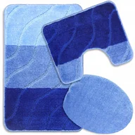 Dywaniki łazienkowe - DYWANIK ŁAZIENKOWY KOMPLET 3 SZT. ANTYPOŚLIZGOWY MIĘKKI NIEBIESKI 50X80 - miniaturka - grafika 1