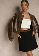 Spódnice - Czarna Spódnica z Wiskozą w Klasycznym Stylu Sennira - miniaturka - grafika 1