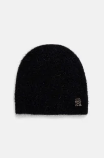 Tommy Hilfiger czapka wełniana kolor czarny z cienkiej dzianiny wełniana AW0AW16624 - Czapki damskie - miniaturka - grafika 1