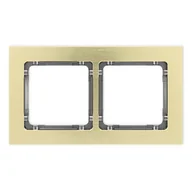 Klawisze i ramki - Karlik Ramka podwójna Deco metal - mosiądz szczotkowany,grafit - miniaturka - grafika 1