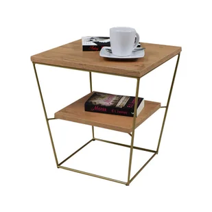 Stolik kawowy ze złotym stelażem dąb lancelot L9-L46 - Ławy i stoliki kawowe - miniaturka - grafika 1