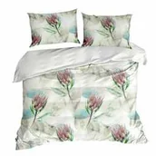 Pościel - Eurofirany Pościel bawełniana 220x200 Ada 04 kwiaty wrzosowa turkusowa - miniaturka - grafika 1