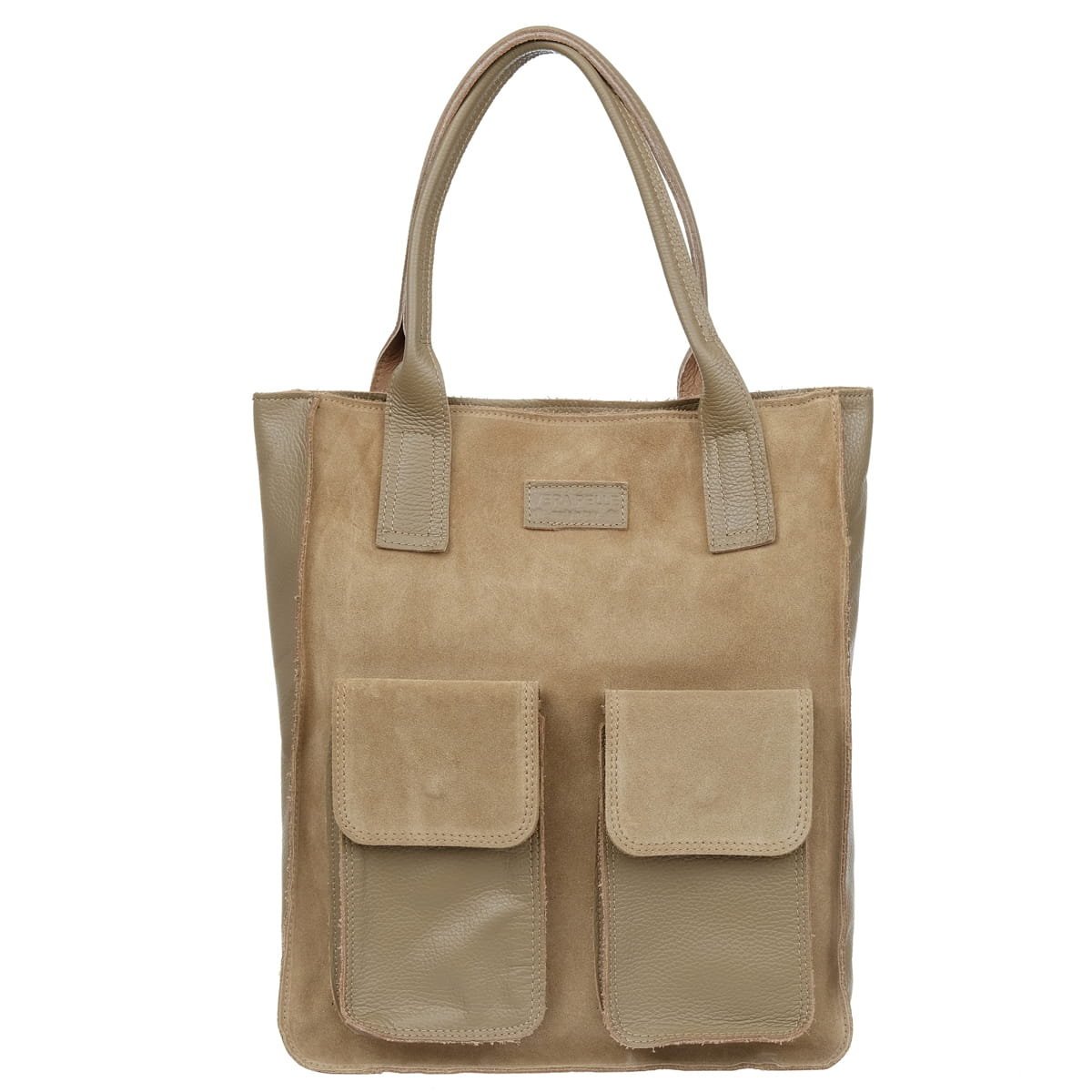 Duża Shopperka Torba Zamszowa Vezze Tasca Taupe