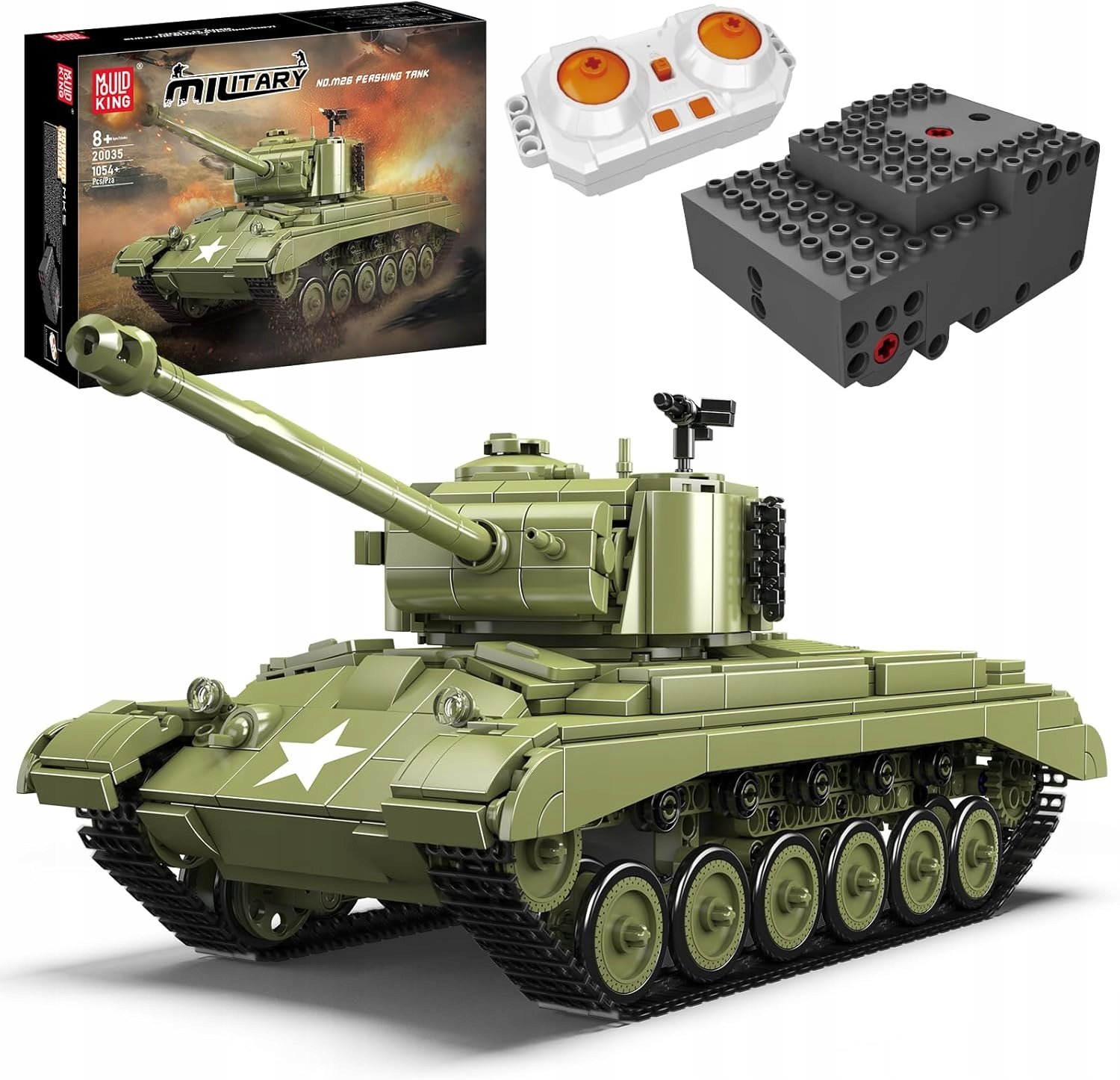 Klocki MOULD KING 20035 M26 Pershing RC Czołg zdalnie sterowany Pilot + APP