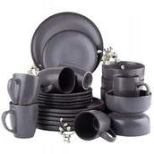 Serwisy obiadowe - Komplet Obiadowy Serwis Kawowy Talerze Kubki 24 El. Na 6 Os W Kropki Boho - miniaturka - grafika 1