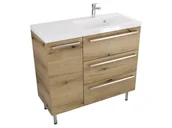 Szafki łazienkowe - Szafka Stojąca Z Umywalką ATHD 90 cm D Prawa - Dąb Evoke Coast Mat - Uchwyty Stal Szczotkowana - miniaturka - grafika 1