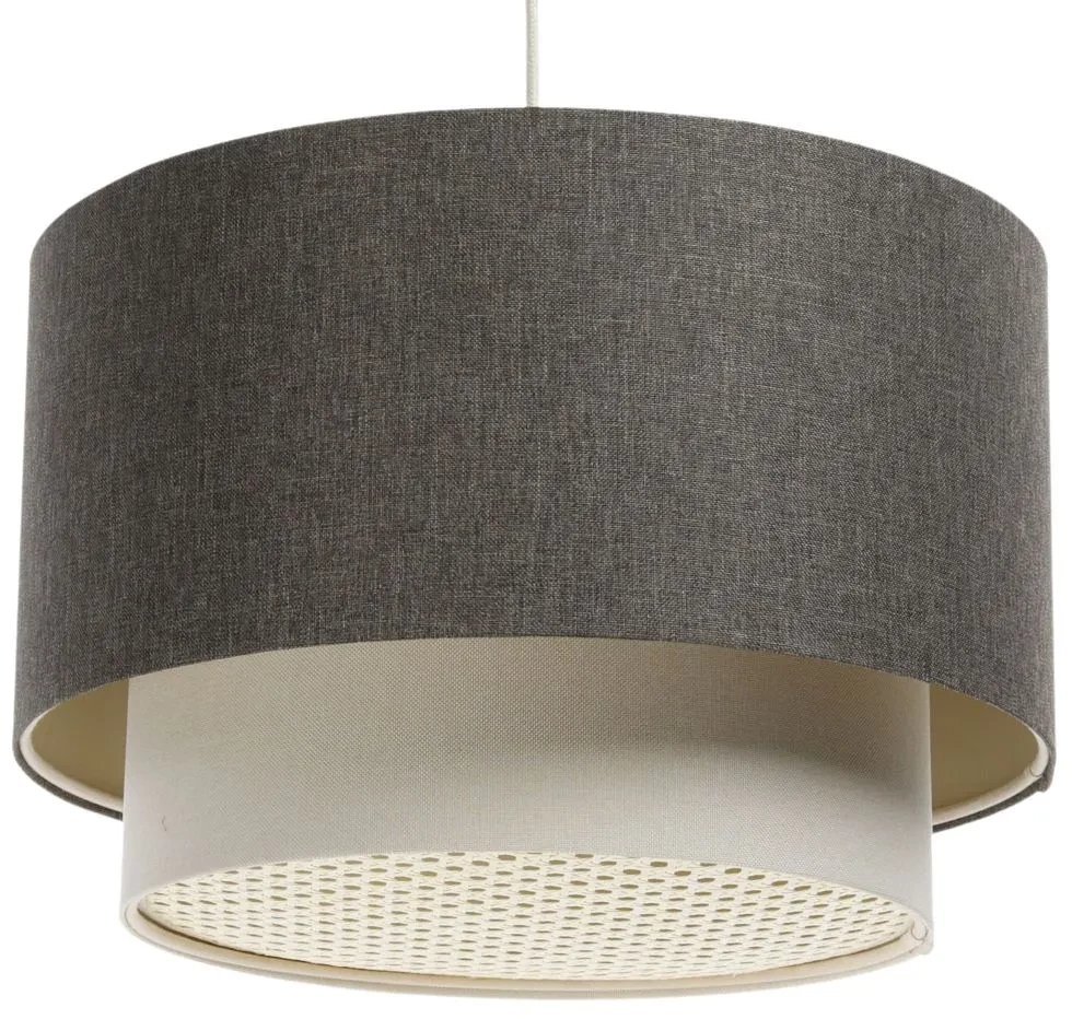 Lampa wisząca ERUTAN DOUBLE RATTAN 50 szara/kremowa BPS KONCEPT