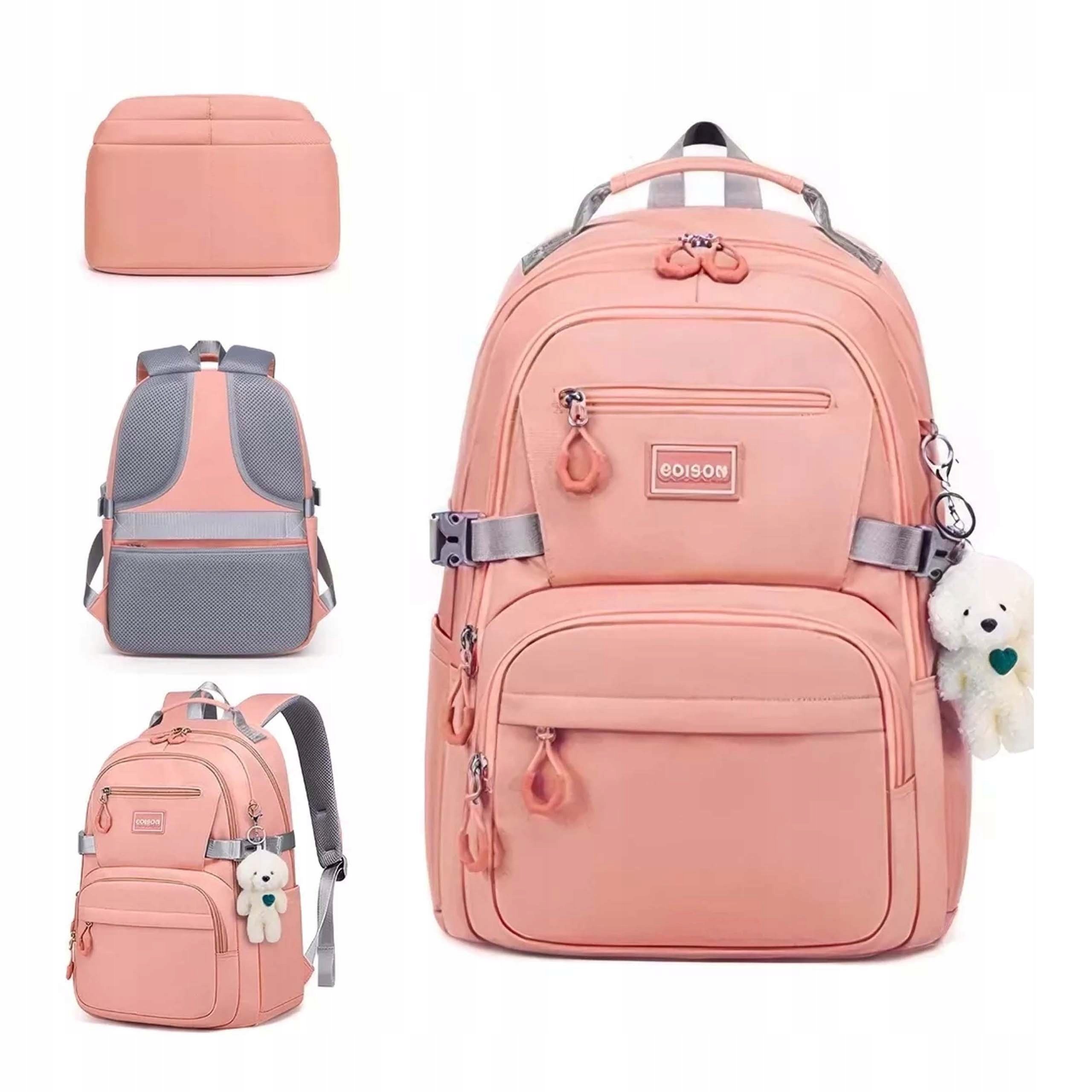 Plecak Szkolny Tornister Różowy dla Dziewczynki Edison Klasy 1-8 Maskotka