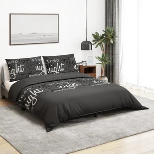 vidaXL Zestaw pościeli, czarny, 260x220 cm, bawełna - Pościel - miniaturka - grafika 1