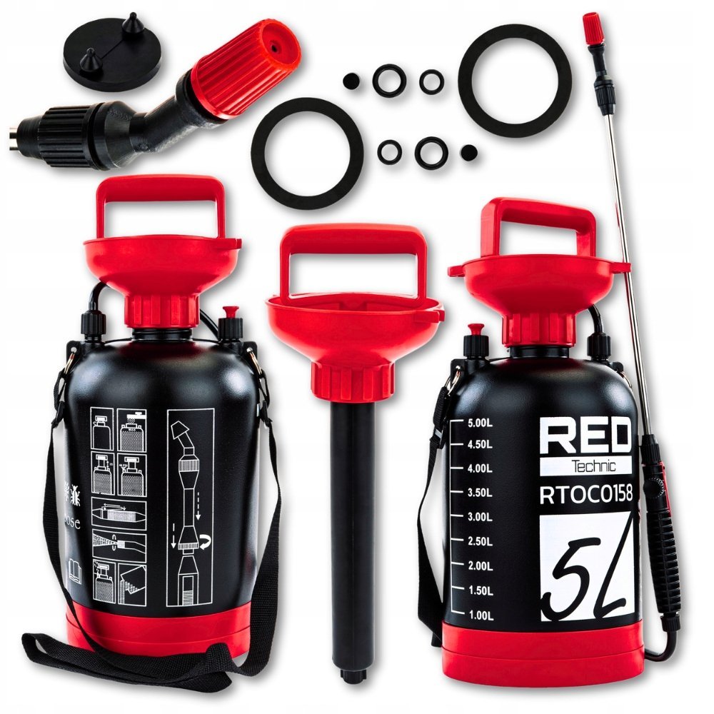 Ręczny OPRYSKIWACZ ciśnieniowy ogrodowy REGULOWANY strumień - 5 litrów