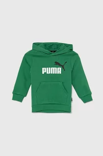 Bluzy dla chłopców - Puma bluza dziecięca kolor zielony z kapturem z nadrukiem - grafika 1