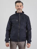 Kurtki męskie - KRÓTKA KURTKA MĘSKA Z EKO-ZAMSZU Z SUWAKIEM - miniaturka - grafika 1