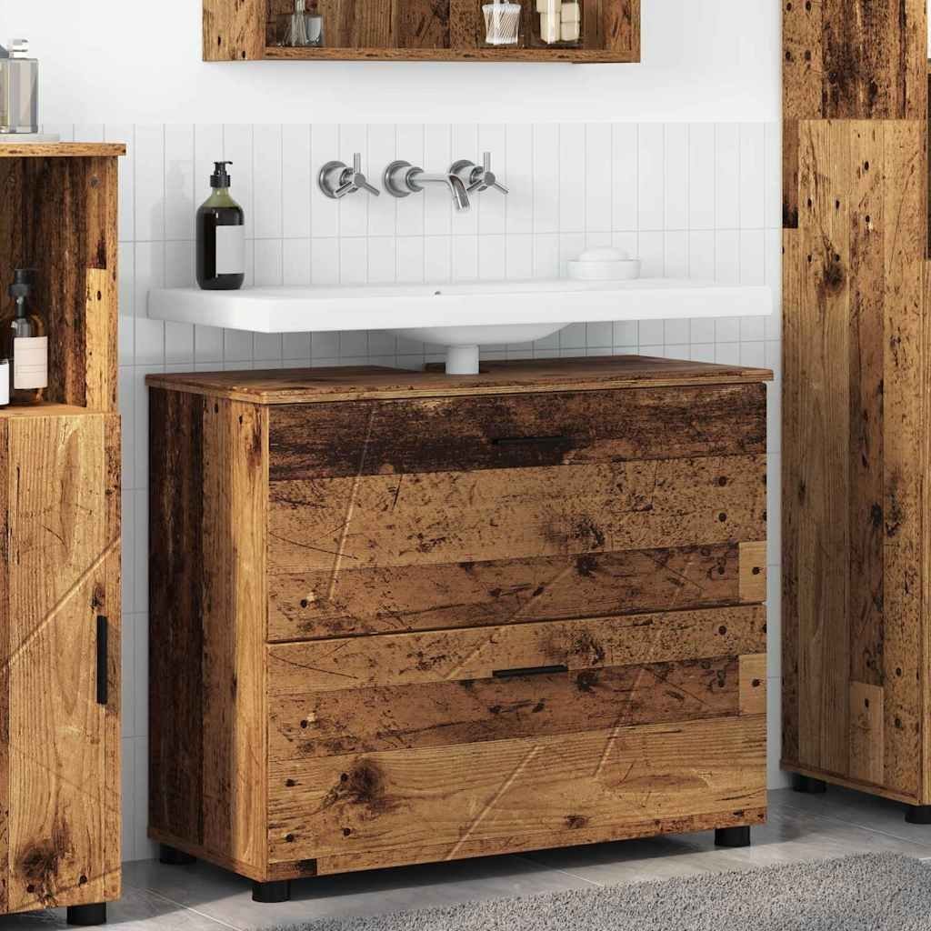 vidaXL vidaXL Szafka Łazienkowa z szufladą Stare drewno 76,5 x 35 x 64 cm