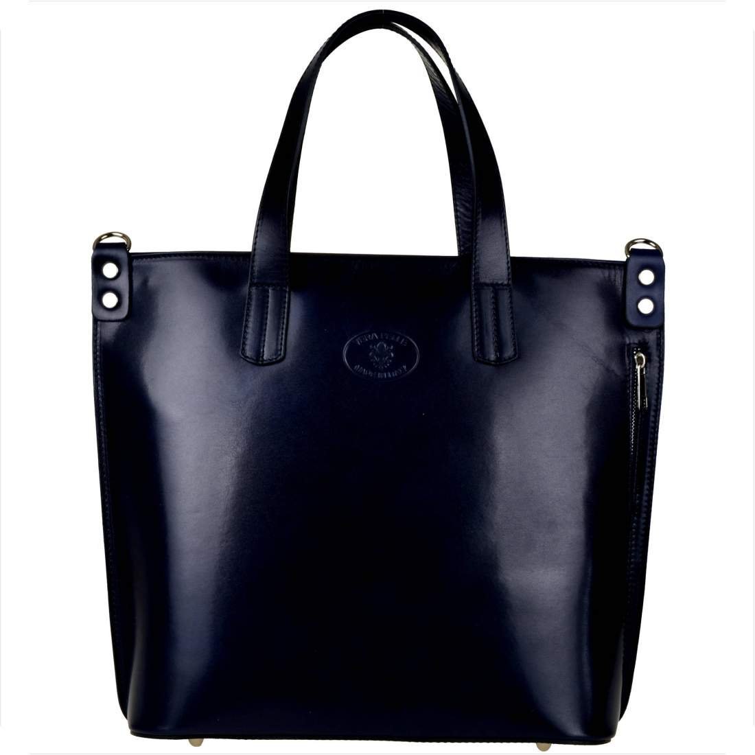 Vezze torba skórzana shopper bag granatowa XL