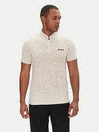 Koszulki męskie - BOSS Polo Philix Toc Jq 50538106 Beżowy Slim Fit - miniaturka - grafika 1