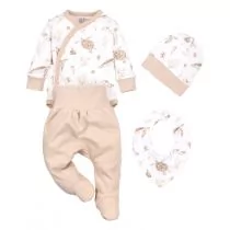Komplety dla niemowląt - Nini Komplet niemowlęcy: body, półśpiochy, czapka, apaszka 6 miesięcy, rozmiar 68 - grafika 1
