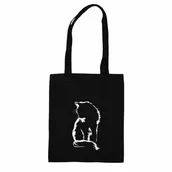 Torby i wózki na zakupy - Torba bawełniana czarna zakupowa z haftem – kot - miniaturka - grafika 1