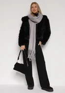 Apaszki i szaliki damskie - Szary Szalik z Frędzlami Owedarria - miniaturka - grafika 1