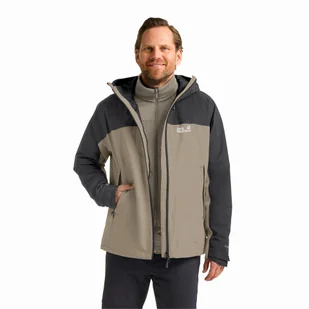 Męska kurtka 3w1 Jack Wolfskin WILD PLACES 3IN1 JKT M Linen - 2XL - Kurtki męskie - miniaturka - grafika 1