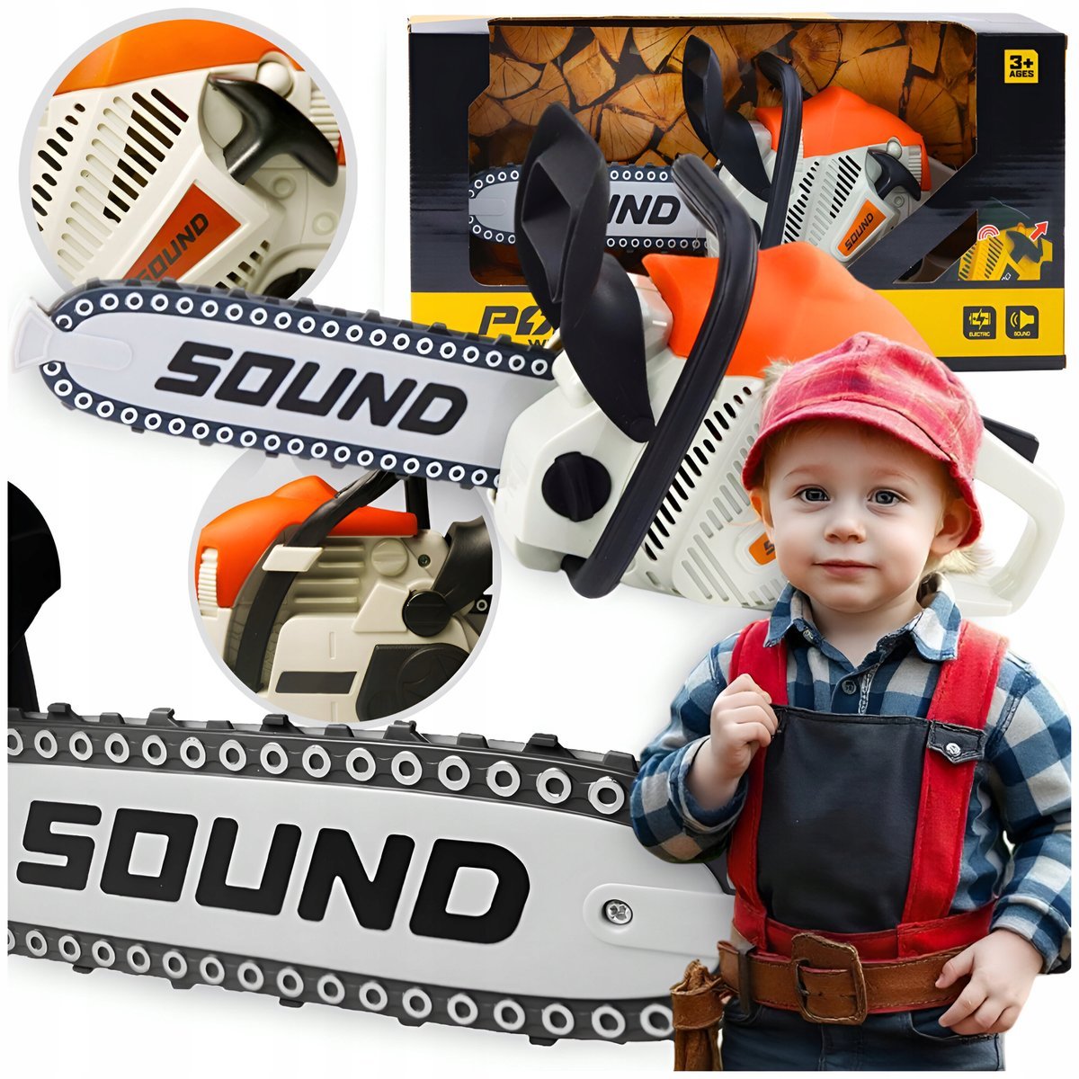 Piła Łańcuchowa Motorowa Zabawkowa Spalinowa Ruchomy Łańcuch Realne Dźwięki