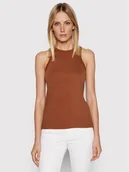 Koszulki i topy damskie - G-Star Raw Top Engineered Rib D19323-C678-C740 Brązowy Slim Fit - miniaturka - grafika 1