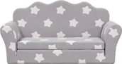 Sofy i kanapy - vidaXL Sofa rozkładana dla dzieci 2-osobowa jasnoszara w gwiazdki Miękki plusz - miniaturka - grafika 1